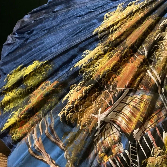 Silk Thai blue parasol/umbrella - Picture 6 of 16